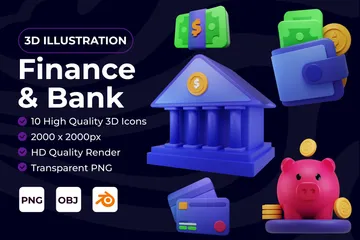 Finanças e Banco Pacote de Icon 3D