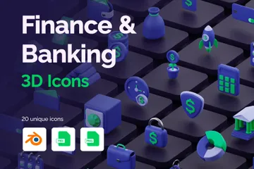 Finanças e bancos Pacote de Icon 3D