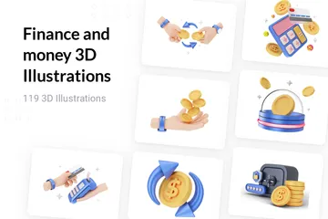 Finanças e dinheiro Pacote de Illustration 3D