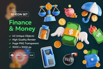 Finanças e dinheiro Pacote de Icon 3D
