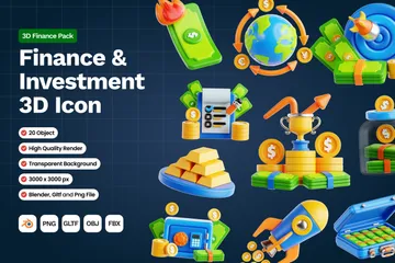 Finanças e Investimento Pacote de Icon 3D