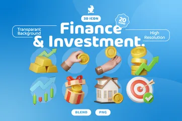 Finanças e Investimento 3D Icon Pack