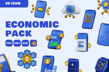 Finanças Modernas e Economia Digital Pacote de Icon 3D