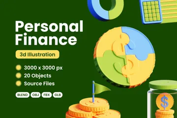 Finanças pessoais Pacote de Icon 3D