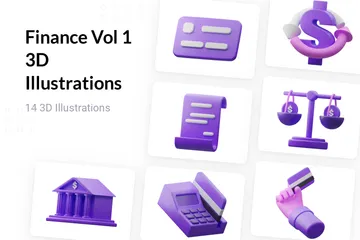 Finanças Vol 1 Pacote de Illustration 3D