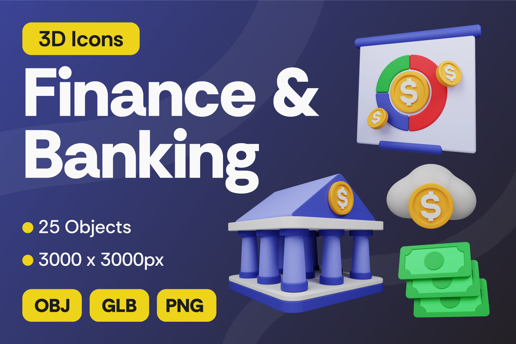 Premium Finance 3D Illustration pack from Business 3D Illustrations