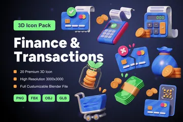 Finance And Transactions 3D Icon Pack