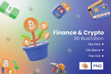 金融と暗号通貨 3D Iconパック