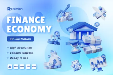 金融経済 3D Iconパック