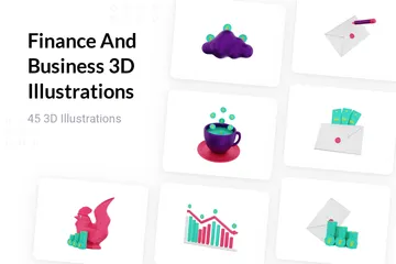 Finances et affaires Pack 3D Illustration