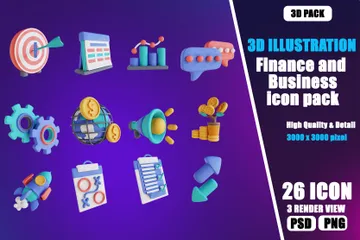 Finances et affaires Pack 3D Illustration