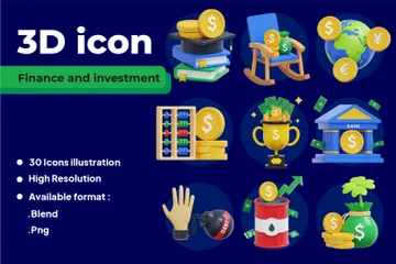 Finances et investissements Pack 3D Icon