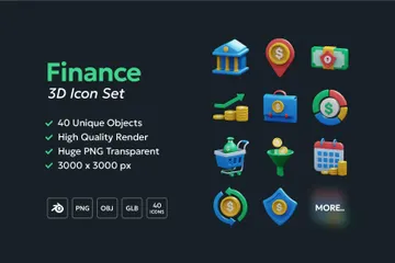 Finances et investissements Pack 3D Icon