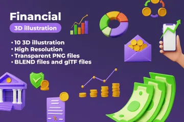 Financeiro 3D Icon Pack