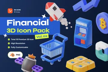 Financeiro Vol.2 Pacote de Icon 3D