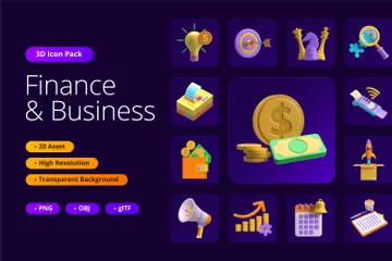 Finances et affaires Pack 3D Icon