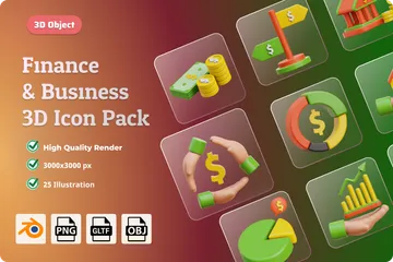 Finances et affaires Pack 3D Icon