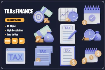 Impuestos y finanzas Paquete de Icon 3D