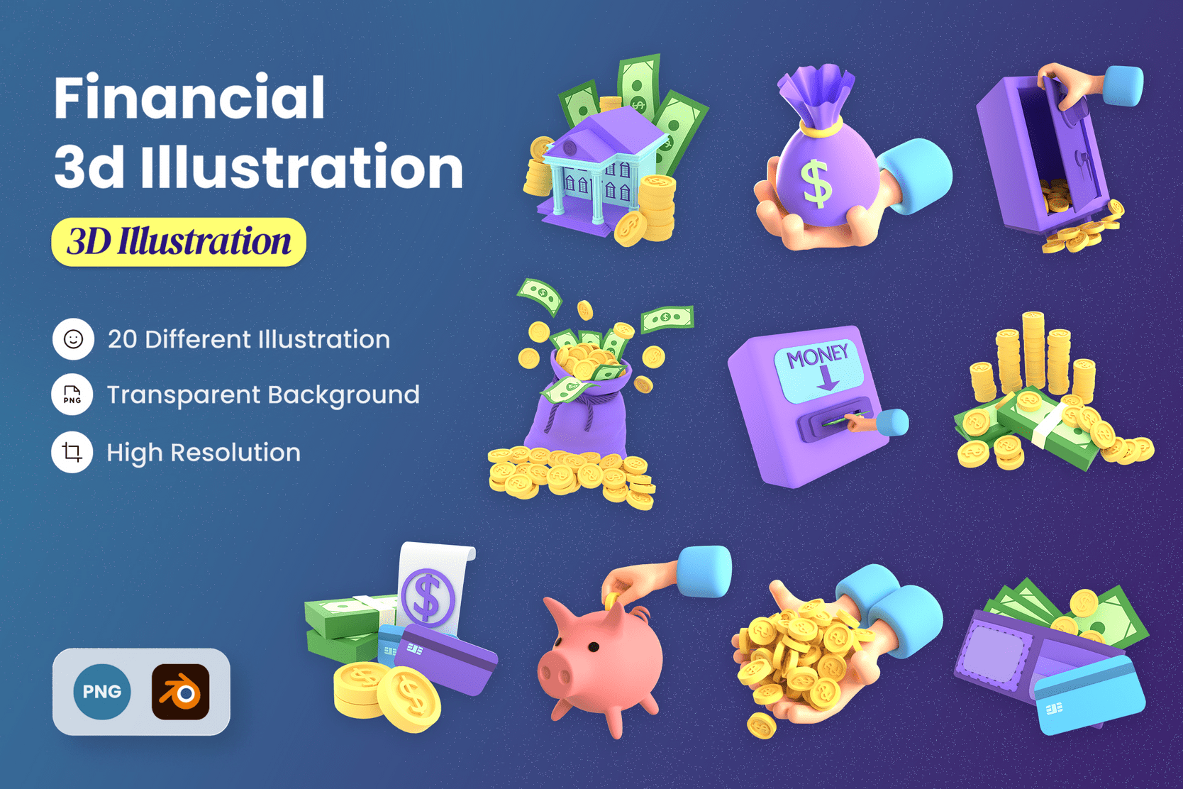 Financial 3D Illustration Pack - 20 Free Download Business 3D ...