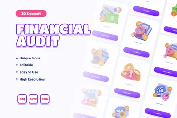 Financial Audit 3D Icon Pack