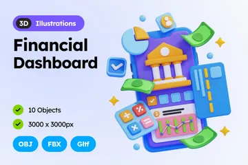 Financial Dashboarda 3D Illustration Pack