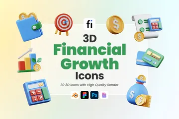 Financial Growth 3D Icon Pack
