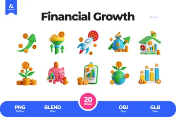 Financial Growth 3D Icon Pack