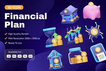 Financial Plan 3D Icon Pack