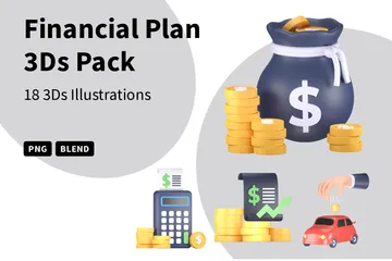 Financial Plan 3D Icon Pack