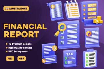 Financial Report 3D Icon Pack