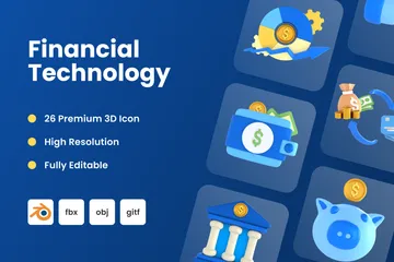 Financial Technology 3D Icon Pack