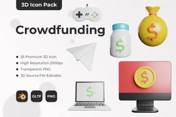 Financiamento colaborativo Pacote de Icon 3D