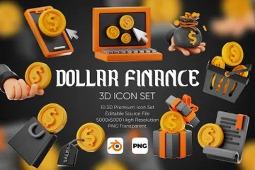 Finanças em dólar Pacote de Icon 3D