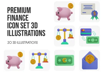 Finanças Premium Pacote de Illustration 3D