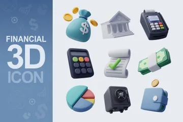 Financiero y empresarial Paquete de Icon 3D