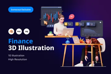 Finanzas Paquete de Illustration 3D