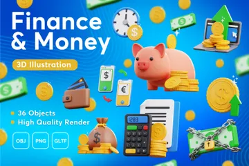 Finanzas y dinero Paquete de Icon 3D