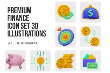 Finanzas Premium Paquete de Illustration 3D