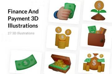 Finanzas y pagos Paquete de Illustration 3D