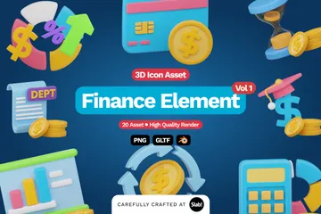 Finanzelement Band 1 3D Icon Pack