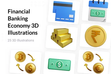 Finanzen Bankwesen Wirtschaft 3D Illustration Pack