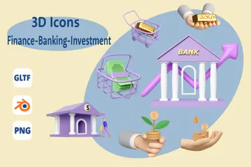 Finanzen-Bankwesen-Investitionen 3D Illustration Pack