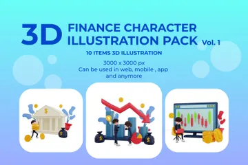 Finanzcharakter Band 1 3D Illustration Pack