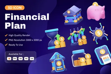 Finanzplan 3D Icon Pack