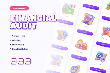 Finanzprüfung 3D Icon Pack
