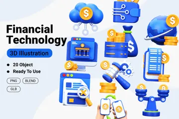 Finanztechnologie 3D Icon Pack