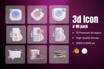 Digitale Sicherheitsauthentifizierung per Fingerabdruck 3D Icon Pack