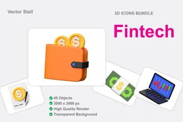 Fintech Pacote de Icon 3D