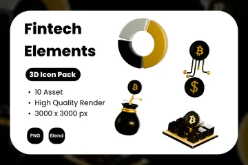 Fintech-Elemente 3D Icon Pack