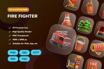 Firefighter 3D Icon Pack